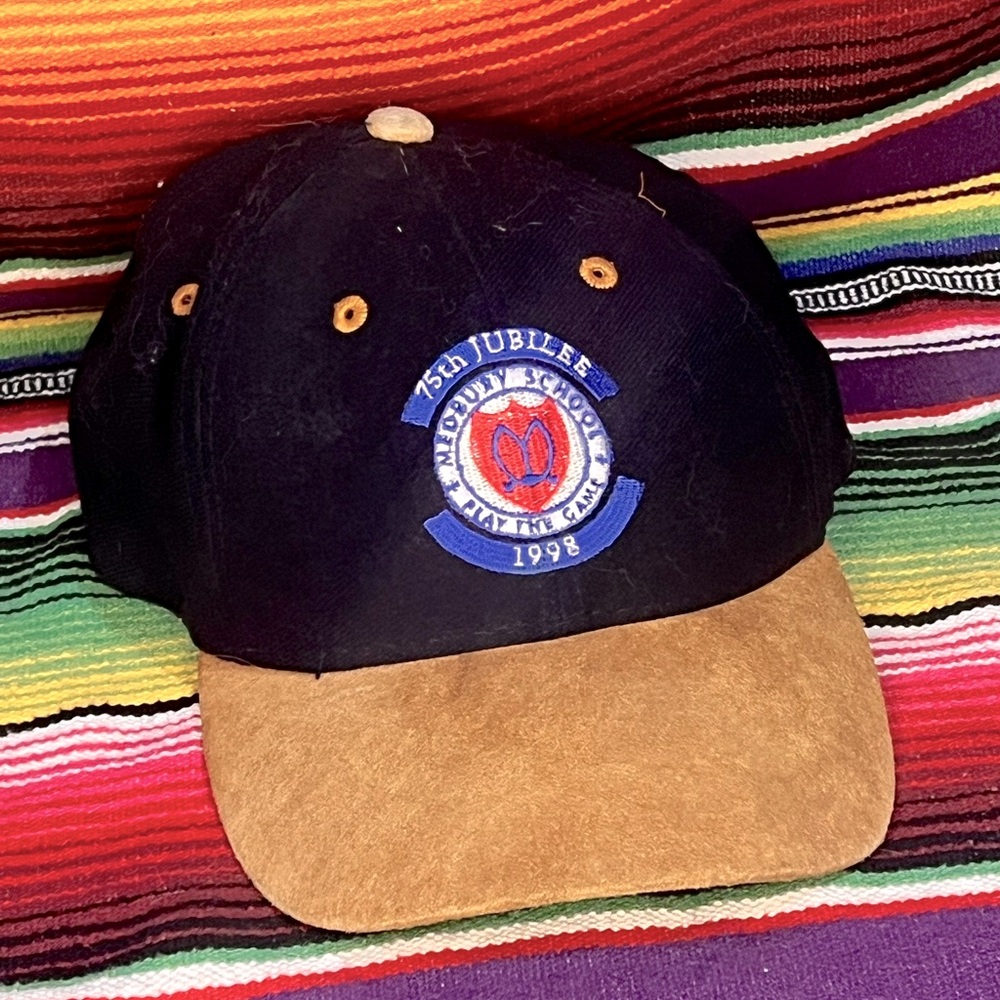⭐75th Jubilee Medbury School Black Tan Embroidered Cap Adjustable Velcro Back